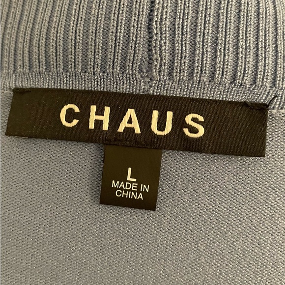 Chaus short sleeve open front cardigan, shawl collar, light blue, size L - Picture 6 of 9